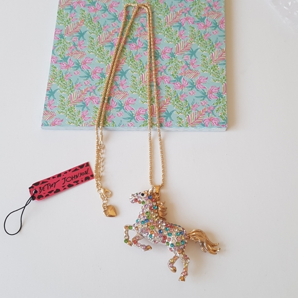 Betsey Johnson Style Multicolored Horse Necklace Pendant Chain - Picture 3 of 7
